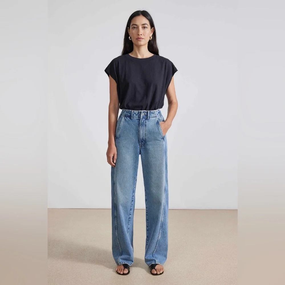 Apiece Apart Blue Wide Leg Jeans - Picture 4 of 10